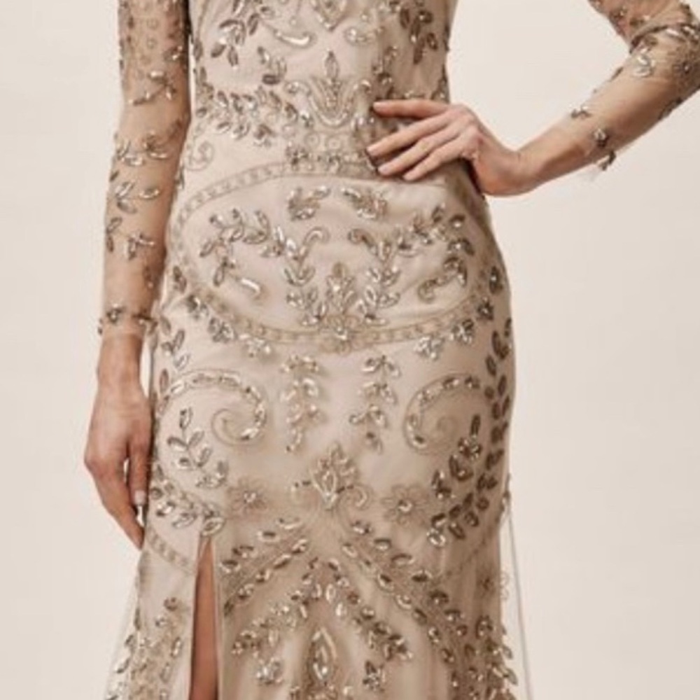 Anthropologie BHLDN Orva Gold Mesh Sequin Dress